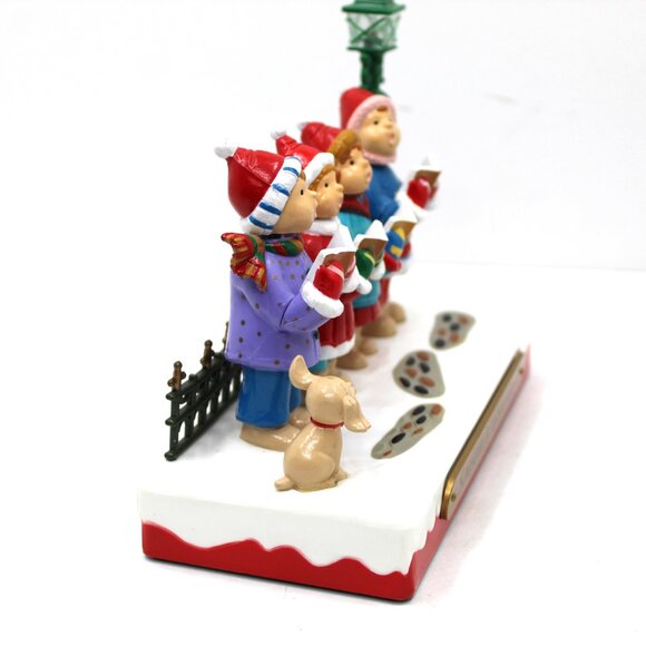 Vintage Seasons Greetings Merry Carolers Light Singing Musical Motionette - Picture 3 of 8